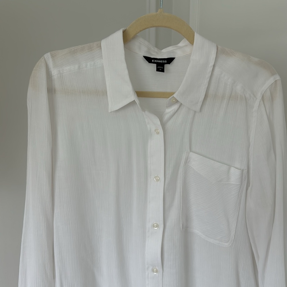 Express White Collared Button Down Top - image 2